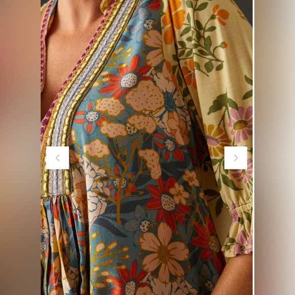 Bl-nk Stephanie Top Sold at Anthropologie Size Medium Blue Motif - Picture 9 of 12